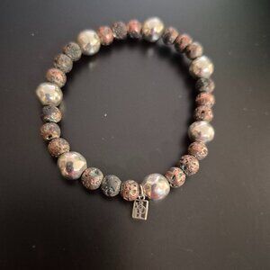 Classic Natural Rhodonite silver Bracelet